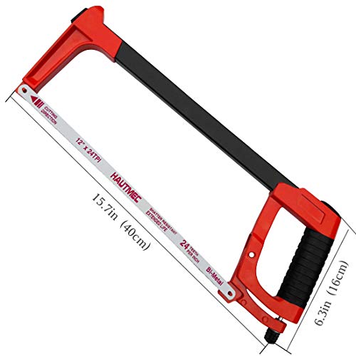 HAUTMEC 12 Heavy Duty 2-in-1 Hacksaw Frame With 24 TPI High Tensi...