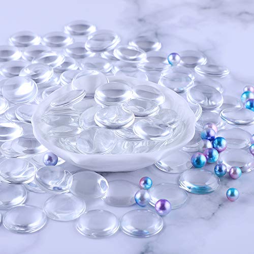 HAUTOCO 120 Pieces Transparent Glass Dome Cabochons Round Cabochon...