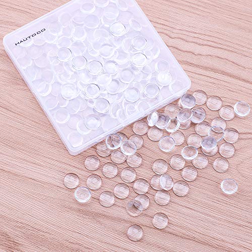 HAUTOCO 200Pcs 12mm Clear Glass Cabochons Round Cabochons Dome Til...