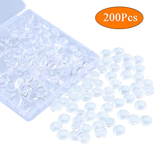 HAUTOCO 200Pcs 12mm Clear Glass Cabochons Round Cabochons Dome Til...