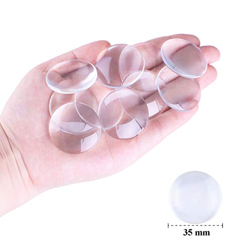 HAUTOCO 27pcs 35mm Clear Glass Cabochons 1 3/8 Inch Glass Dome Ca...
