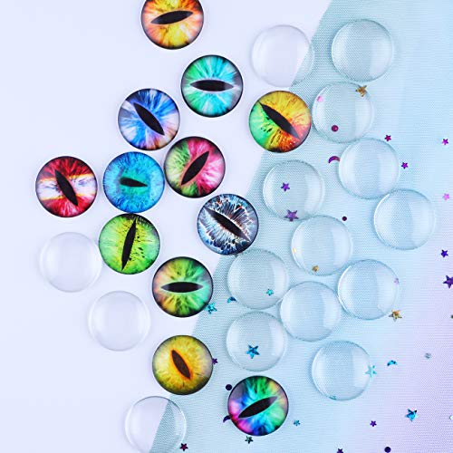 HAUTOCO 27pcs 35mm Clear Glass Cabochons 1 3/8 Inch Glass Dome Ca...