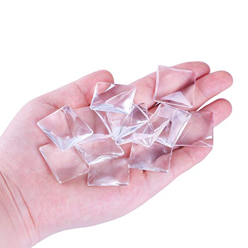 HAUTOCO 44pcs 25mm Square Glass Dome Cabochons 1 Inch Non-calibrat...