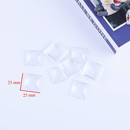 HAUTOCO 44pcs 25mm Square Glass Dome Cabochons 1 Inch Non-calibrat...
