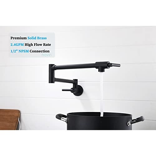 Havin Brass Pot Filler,Wall Mount Commercial Pot Filler Faucet,Bra...