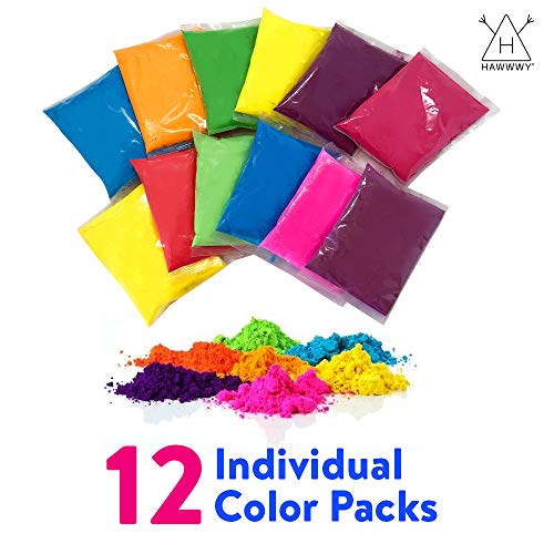 Hawwwy Colored Powder for Color Run 12 70 Grams Packets, Color R...