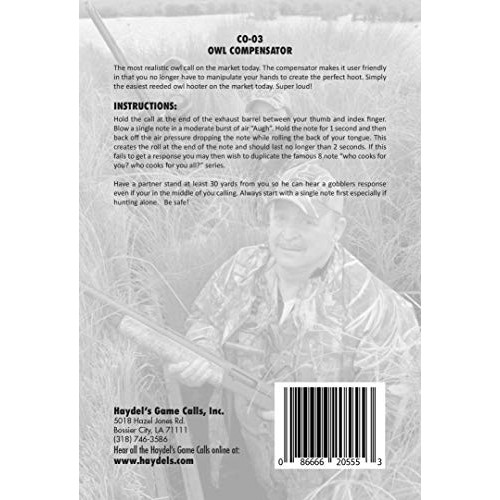 Haydels Game Calls Inc. CO-03 Compensator Owl Call, Turkey Locato...
