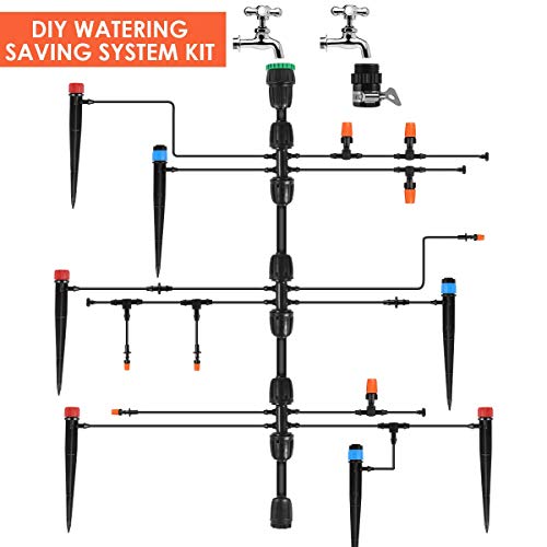Drip Irrigation Kit, 42m/138ft Garden Irrigation System with Adjus...