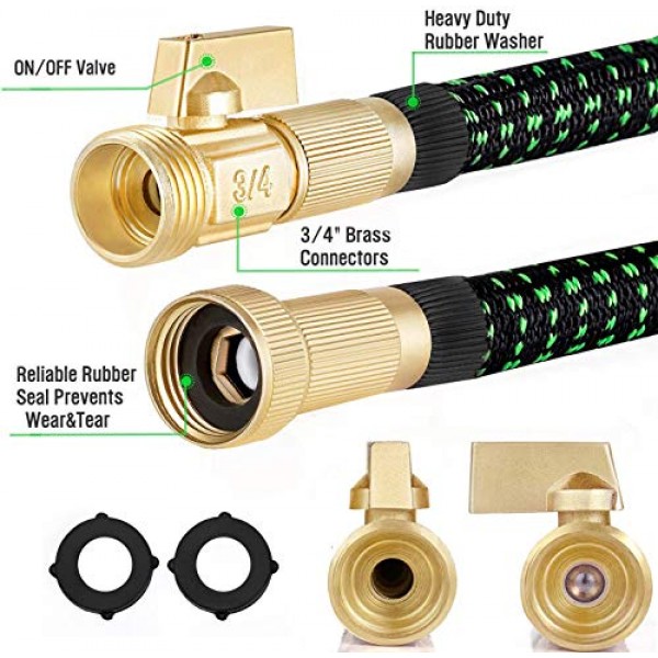 All New 2020 Expandable Water Hose with 3/4" Solid B... HBlife 75ft Garden Hose 