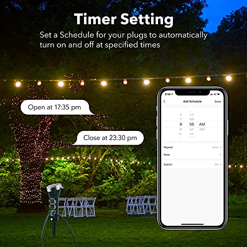 HBN Outdoor Smart Plug Waterproof WiFi Outdoor Outlet Timer with 6...