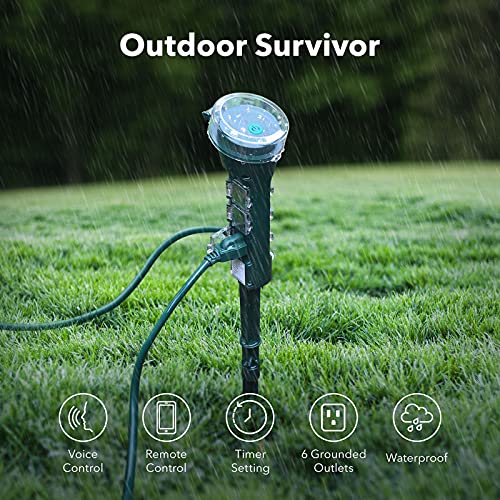 HBN Outdoor Smart Plug Waterproof WiFi Outdoor Outlet Timer with 6...
