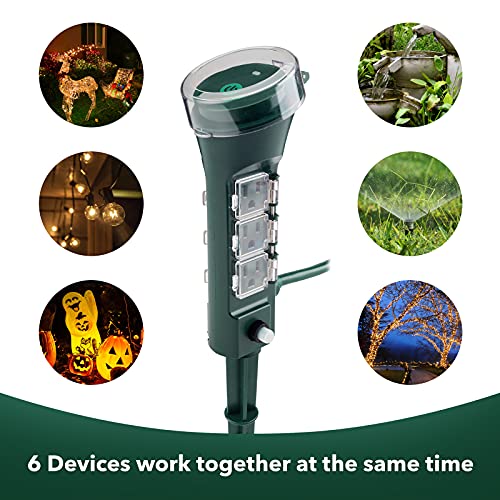 HBN Outdoor Smart Plug Waterproof WiFi Outdoor Outlet Timer with 6...