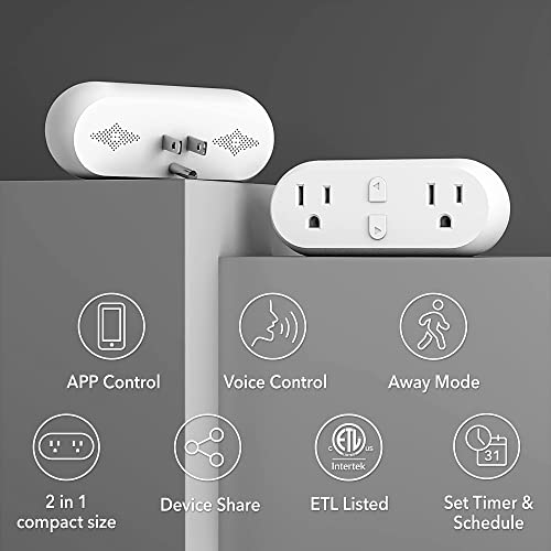 HBN WiFi Heavy Duty Dual Outlet Smart Plug with Individual Control...