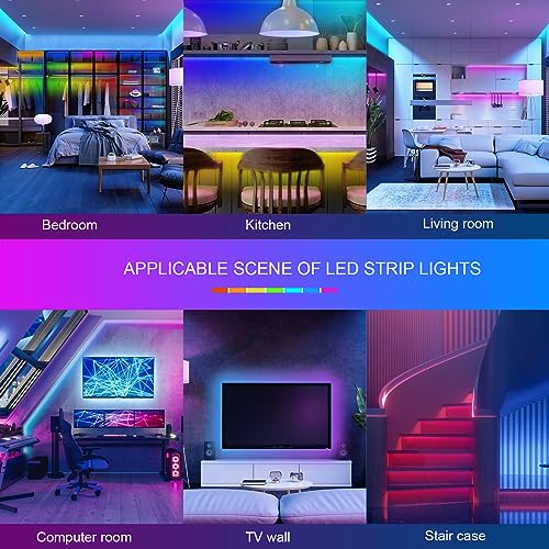 100ft Led Lights For Bedroom 2 Rolls of 50ft, Led Strip Lights M...