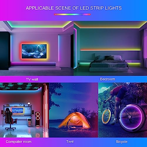 100ft Led Lights For Bedroom 2 Rolls of 50ft, Led Strip Lights M...