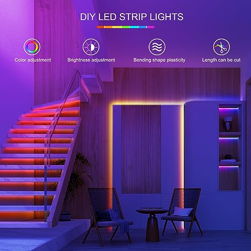 100ft Led Lights For Bedroom 2 Rolls of 50ft, Led Strip Lights M...