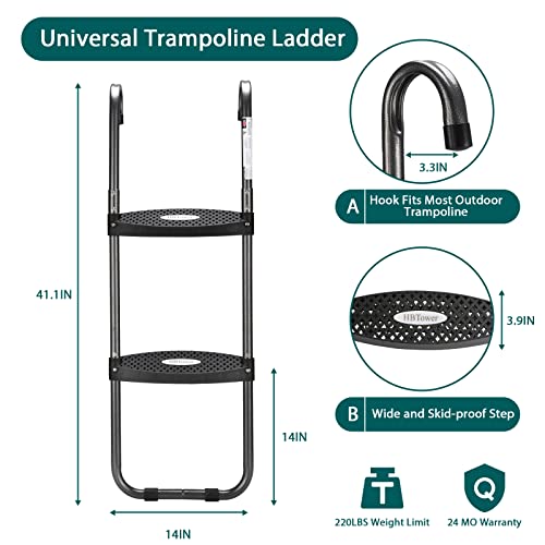 HBTower Trampoline Ladder with Horizontal and Wide Steps, Universa...