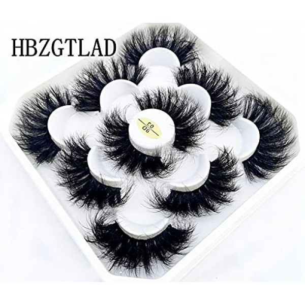HBZGTLAD new 5 Pairs 25 mm 3d Mink Lashes Bulk Faux with Custom Na...