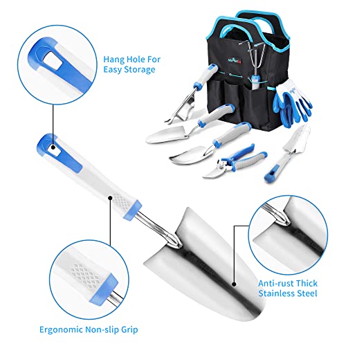 Gardening Tools, 8 Pcs Heavy Duty Stainless Steel Garden Tool Set ...