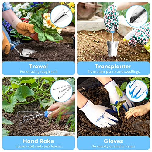 Gardening Tools, 8 Pcs Heavy Duty Stainless Steel Garden Tool Set ...