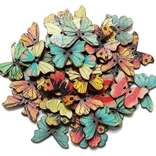 100PC DIY Wooden Buttons, a Variety of Animal Cartoon Characters, ...