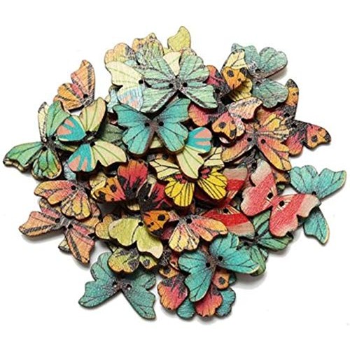100PC DIY Wooden Buttons, a Variety of Animal Cartoon Characters, ...