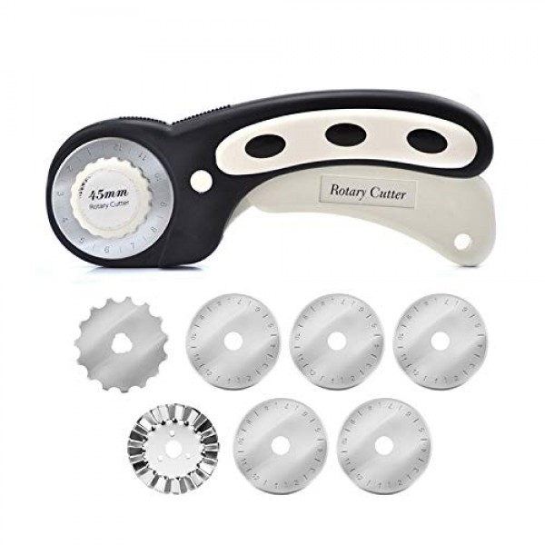 Headley Tools 45mm Rotary Cutter with 6pc 45mm Rotary Blade 1pc 45...