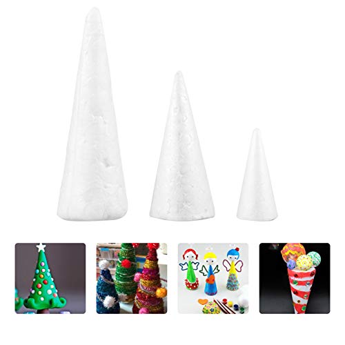Healifty 15pcs Craft Foam Cone White Styrofoam Cones Polystyrene B...