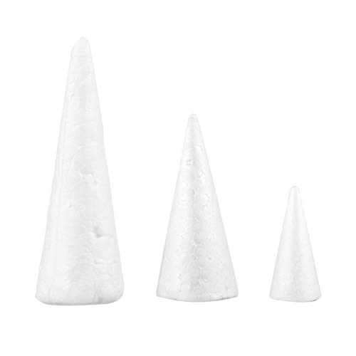 Healifty 15pcs Craft Foam Cone White Styrofoam Cones Polystyrene B...