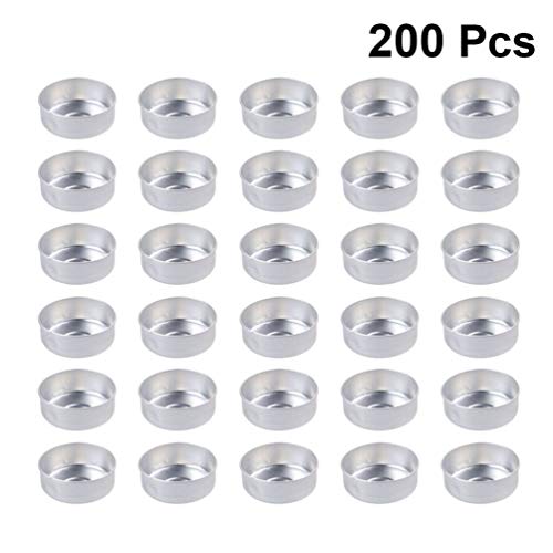 Healifty 200pcs Round Tin Tea Light Cups Empty Case Candle Wax Con...