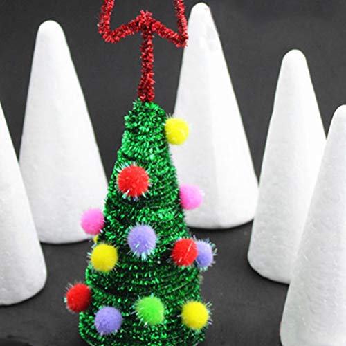 HEALLILY 6pcs Craft Foam Cone White Styrofoam Cones Christmas Tree...
