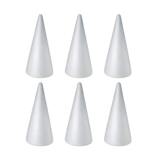 HEALLILY 6pcs Craft Foam Cone White Styrofoam Cones Christmas Tree...