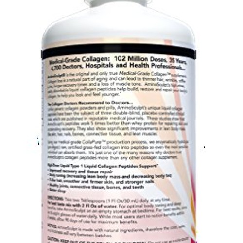 Health Directs AminoSculpt Sugar-Free Type 1 Liquid Collagen Pept...