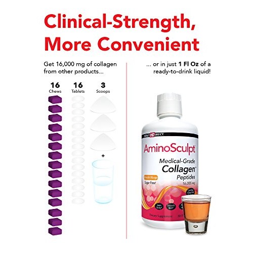 Health Directs AminoSculpt Sugar-Free Type 1 Liquid Collagen Pept...