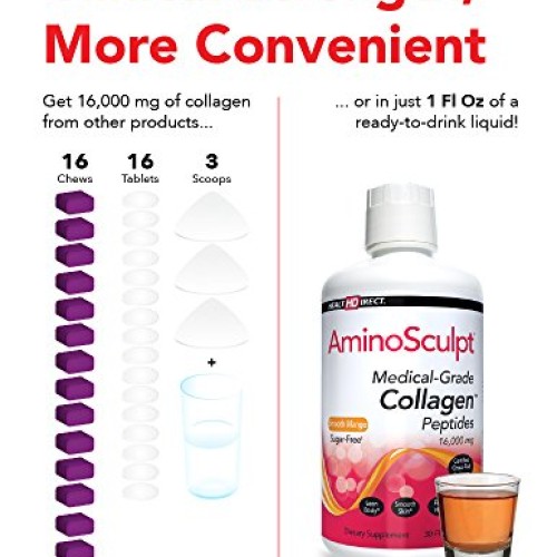 Health Directs AminoSculpt Sugar-Free Type 1 Liquid Collagen Pept...
