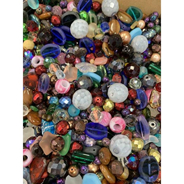 Half-pound Glass Bead Mix, 4-18mm, Assorted Colors and Shapes, Bul...