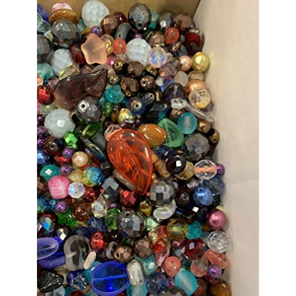 Half-pound Glass Bead Mix, 4-18mm, Assorted Colors and Shapes, Bul...