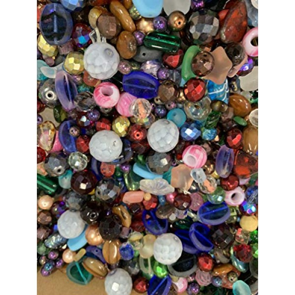 Half-pound Glass Bead Mix, 4-18mm, Assorted Colors and Shapes, Bul...