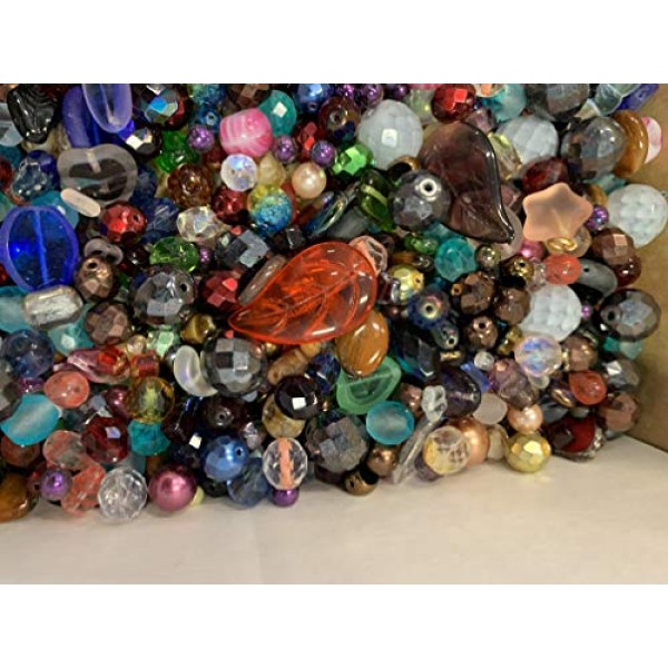 Half-pound Glass Bead Mix, 4-18mm, Assorted Colors and Shapes, Bul...