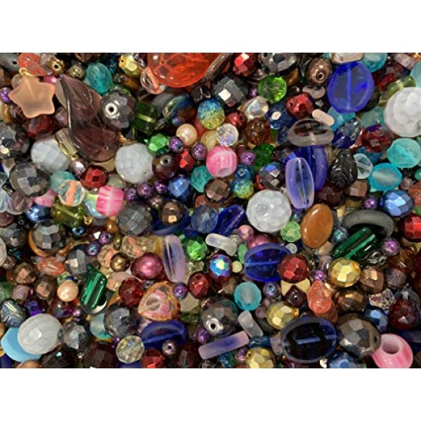 Half-pound Glass Bead Mix, 4-18mm, Assorted Colors and Shapes, Bul...
