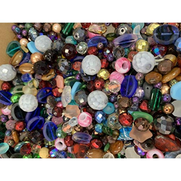 Half-pound Glass Bead Mix, 4-18mm, Assorted Colors and Shapes, Bul...