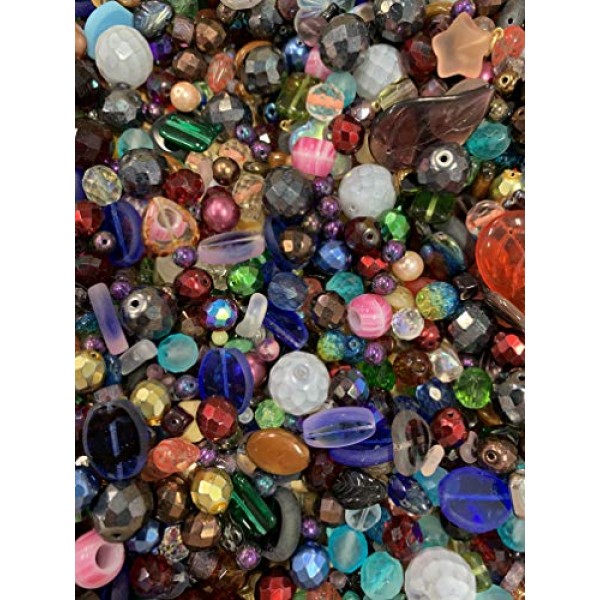 Half-pound Glass Bead Mix, 4-18mm, Assorted Colors and Shapes, Bul...