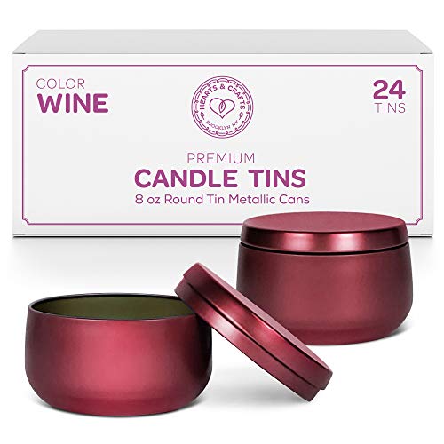 Hearts and Crafts Candle Tin Cans | 8-oz. Wine Tin Cans, 24-Pack |...