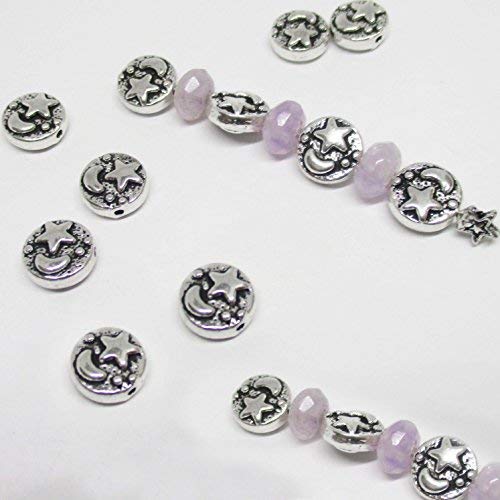Heathers cf 66 Pieces Silver Tone Pattern Flat Beads Findings Jew...