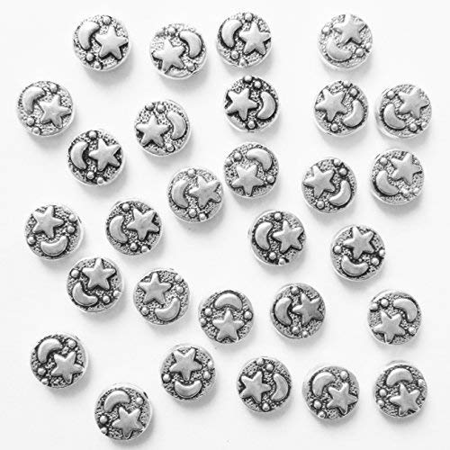 Heathers cf 66 Pieces Silver Tone Pattern Flat Beads Findings Jew...