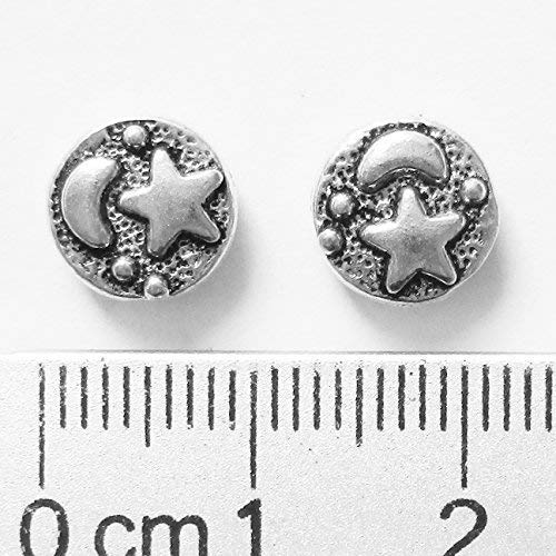 Heathers cf 66 Pieces Silver Tone Pattern Flat Beads Findings Jew...