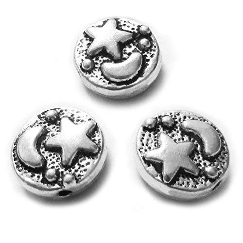 Heathers cf 66 Pieces Silver Tone Pattern Flat Beads Findings Jew...