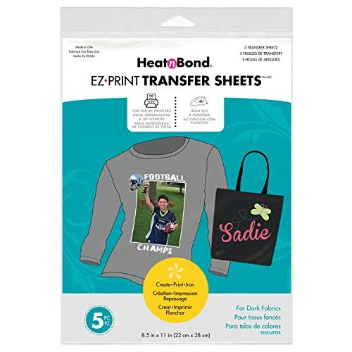 HeatnBond EZ Print Transfer Sheet for Dark Fabrics , 5 Sheets, 8.5...