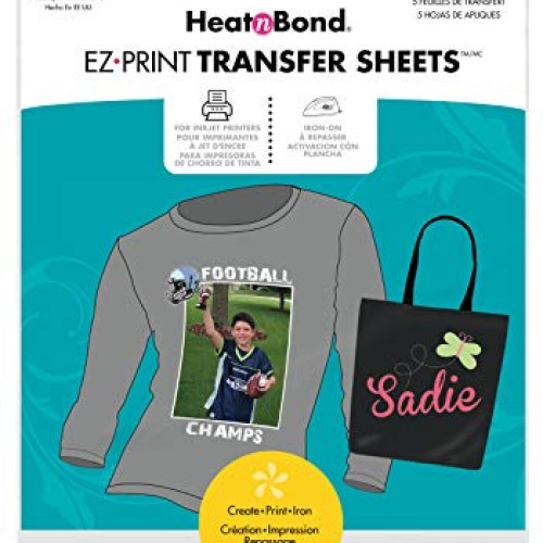HeatnBond EZ Print Transfer Sheet for Dark Fabrics , 5 Sheets, 8.5...
