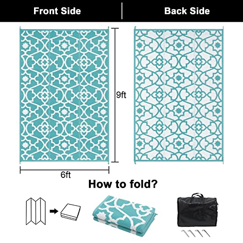 HEBE Outdoor Rug for Patio 6x9 Clearance Waterproof Patio Mat Pl...